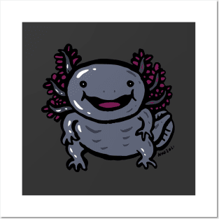 Black axolotl smile Posters and Art